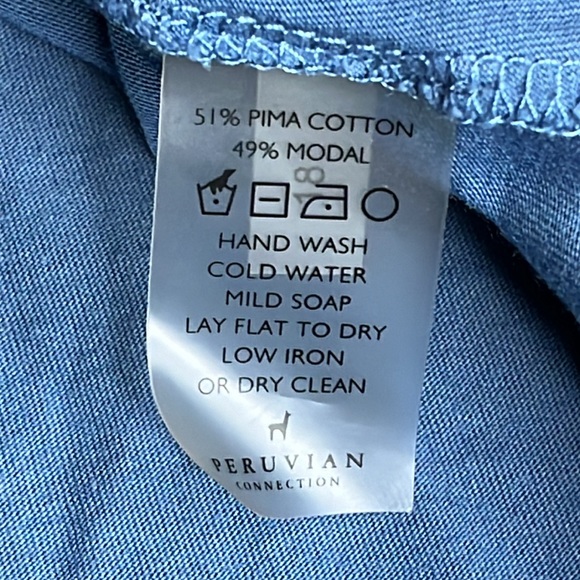 Peruvian Connection Avignon Pima Cotton Blue Tunic Top - Picture 6 of 7